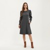 Anna-Kaci Women's Ribbed Knit Long Sleeve Dress with Puff Shoulder Detail and Relaxed A-Line Silhouette - 3 of 4