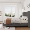 Corduroy Upholstered Bed Frame with 51" Wingback Headboard & Wooden Slats, No Box Spring Needed - 4 of 4