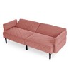 NicBex Folding Sofa Bed Convertible Velvet Sofa Bed with Adjustable Armrests Stripe Pattern Design 3 Seat - image 3 of 4