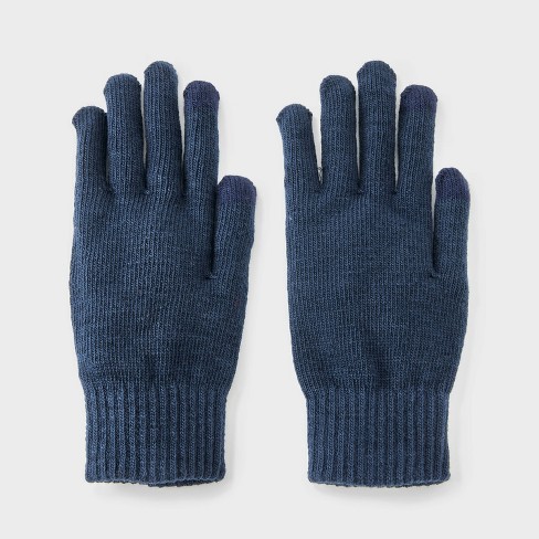 Men s Knit Tech Touch Gloves Goodfellow Co Navy Blue One Size Fits Most Target