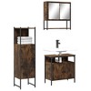 vidaXL 3-Piece Smoked Oak Bathroom Furniture Set with Wall-Mounted Mirror Cabinet, Sink Cabinet, Spacious Bathroom Storage, Engineered Wood - 2 of 4