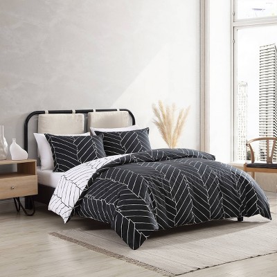 Ceres Black and White Cotton Twin Duvet Cover Set