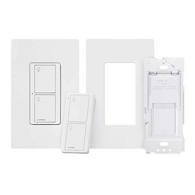 Lutron Caseta Smart Switch Kit with Remote | 3-Way (2 Points of Control) | Works with Alexa, Apple HomeKit, and the Google Assistant | P-PKG1WS-WH | White