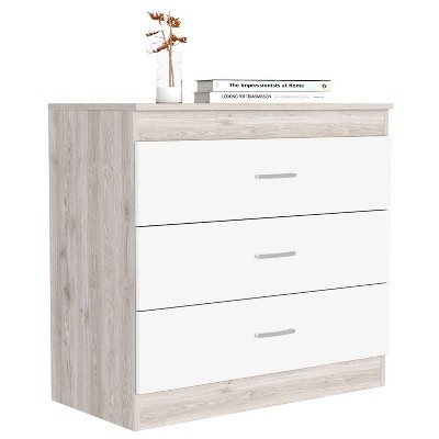 NicBex 3 Drawer Dresser for Bedroom,Modern Style Drawers with Metal Handle,Dressers for Kids Room,Living Room,Entry and Hallway,White/Pine