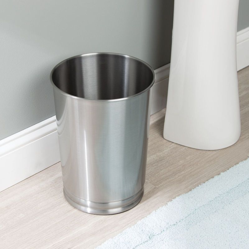 mDesign Metal Round Small Trash Can Wastebasket, 2 of 6