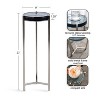 Kate and Laurel Aguilar Glam Drink Table, 9x9x23, Silver and Blue Glass - 2 of 4