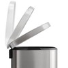13 Gallon / 50 Liter Step-On Stainless Steel Trash Can with Soft-Close Lid, Slim Garbage Bin with Inner Bucket for Bathroom or Bedroom, Silver - 4 of 4