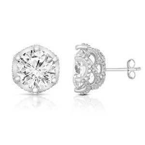 Guili Sterling Silver Earrings Featuring Round-cut Cubic Zirconia Stones, A Classic and Refined Design Perfect for Any Occasion or Wardrobe - 1 of 4