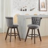 CAVINAS Set of 2 Velvet Swivel Bar Stools,Counter Height Bar Chairs with Tufted Back and Wooden Legs,Dining Chairs for Kitchen Island,Home Bar - 2 of 4