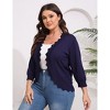 Womens 3/4 Sleeve Knit Cardigan Casual Scallop Hemline Open-Front Shrug Sweaters - 4 of 4