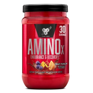 BSN Amino X Muscle Recovery & Endurance Powder - BCAAs, Intra Workout Support, 10g Amino Acid, Keto Friendly, Caffeine Free, Fruit Punch, 30 servings - 1 of 4