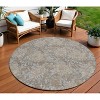 Gray Silver And Taupe Floral Washable Indoor Outdoor Area Rug - 2 of 4