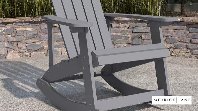 Merrick Lane All-Weather Polyresin Adirondack Rocking Chair with Vertical Slats, 2 of 13, play video
