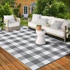 Waterproof Outdoor Rug Uv Resistant Plastic Straw Rug Modern Checkerboard Reversible Plaid Camping Carpet Picnic Mat for Beach, Backyard - 2 of 4