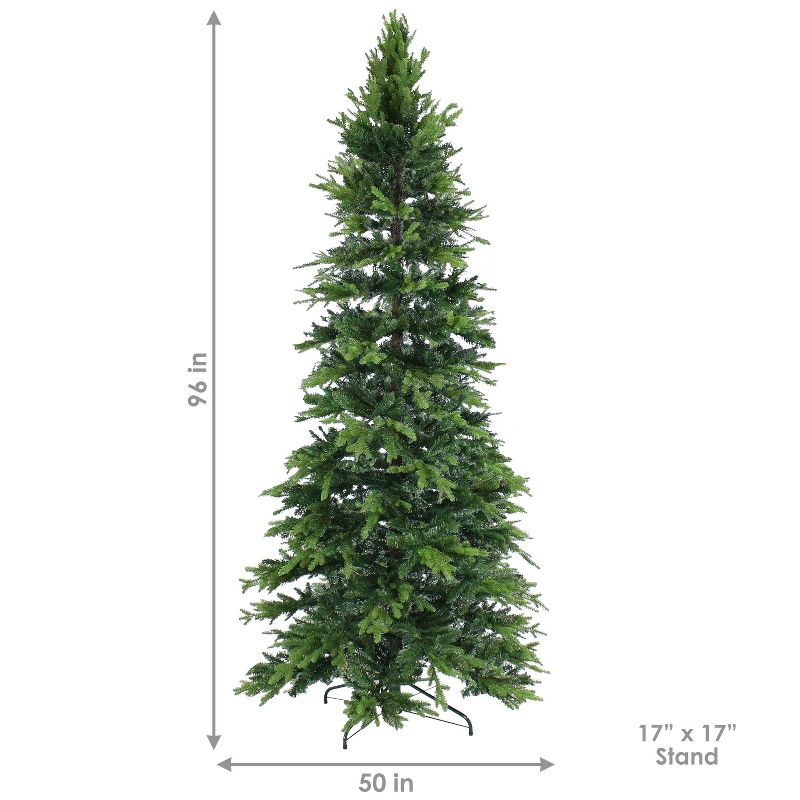 Sunnydaze Indoor Artificial Unlit Slim Christmas Tree with Metal Stand and Hinged Branches - Green, 3 of 9