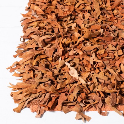 Hand-Knotted Orange Leather Shag Area Rug, 5' x 8'