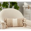 Saro Lifestyle Striped Tassel Pillow - Poly Filled, 12"x20" Oblong, Ivory - 3 of 3