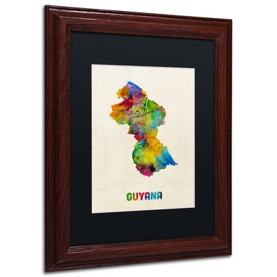 Trademark Fine Art-Michael Tompsett 'Guyana Watercolor Map' Canvas Art