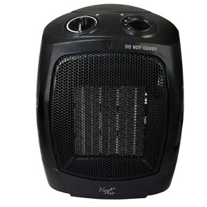 Vie Air 1500W Portable 2-Settings Office Black Ceramic Heater with Adjustable Thermostat - 1 of 4