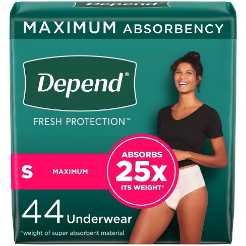 Depend Fresh Protection Adult Incontinence Underwear for Women - Maximum  Absorbency - S - Blush - 44ct