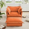2-Piece Corduroy Armchair + Ottoman Set with Deep Seats - 2 of 4