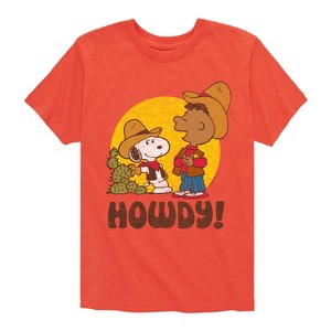 Boys' - Peanuts - Franklin And Snoopy Howdy Short Sleeve Graphic T-Shirt - 1 of 4