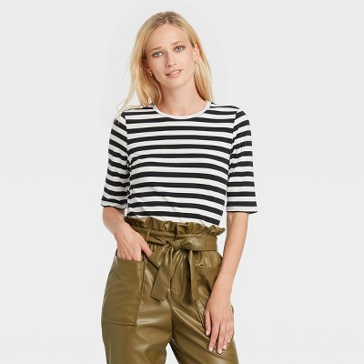 Women's Elbow Sleeve T-Shirt - Who What Wear™ Striped