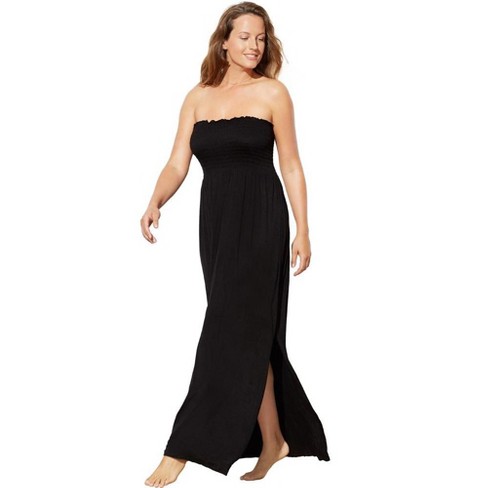 Swimsuits For All Women's Plus Size Strapless Smocked Maxi Dress Cover Up :  Target