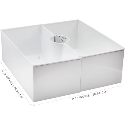 White Enamel Square Patio Umbrella Planter Set