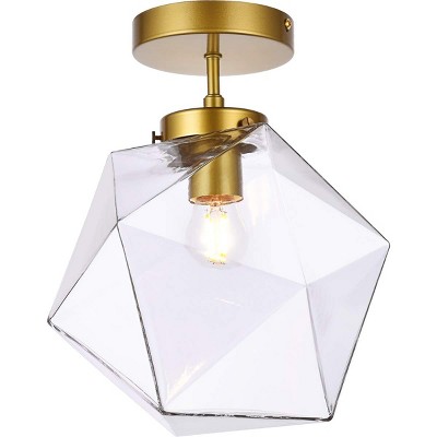 Elegant Lighting Lawrence 1 light brass and clear glass flush mount