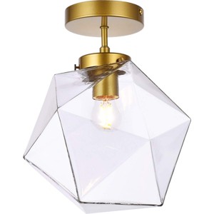 Elegant Lighting Lawrence 1 light brass and clear glass flush mount - 1 of 4