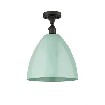 Plymouth Dome - 1 Light Semi-Flush Mount In Industrial Style-14.75 Inches Tall and 12 Inches Wide