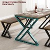 Jojoka Kitchen Dining Table Set for 4 with Benches, 44Inch Rectangular Modern MDF Table with X-Shaped Metal Frame, Space-Saving Design - 3 of 4