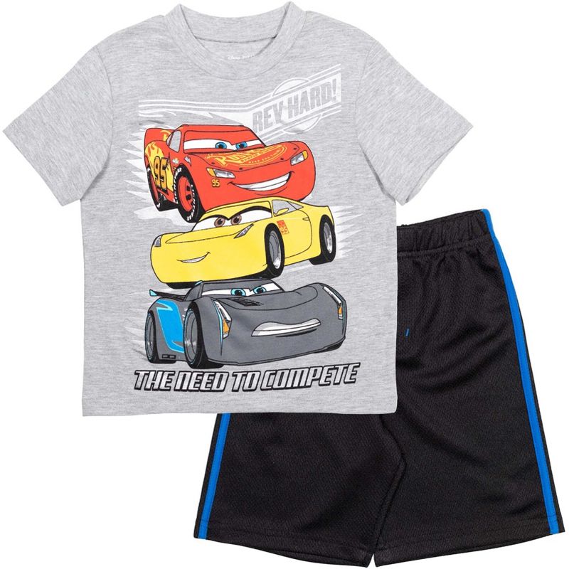 Disney Pixar Cars Lion King Lightning McQueen T-Shirt and Mesh Shorts Outfit Set Toddler, 1 of 8