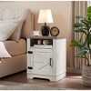 Gulches White Oak 0 Drawers 18 in W Farmhouse Nightstand with Barn Door Storage Open Shelf - 3 of 4