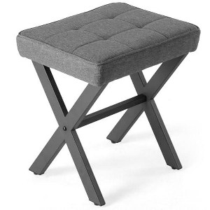 CAVINAS Tufted Footrest Stool with Metal Frame,17.7"L Soft Linen Fabric Vanity Stool Ottoman Stool for Living Room and Vanity - 1 of 1