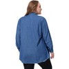 Agnes Orinda Women's Plus Size Chambray Lapel Roll Long Sleeve Button Down Curved Hem Casual Denim Shirts - 4 of 4