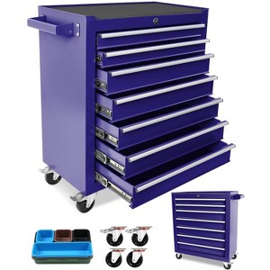 Blue-Purple 7-Drawer Rolling Tool Chest ¨C Modular Tool Cabinet with Brake Casters & Removable Drawers for Factory/Garage Workshop - 1 of 4