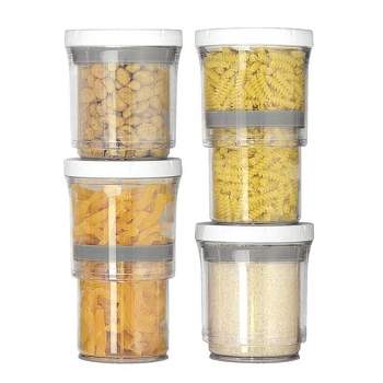 Botto Design The Adjustable Airtight Container Set of 4 | Push Down to Remove Air and Adjust Contents Between 16 oz & 32 oz (Clear)