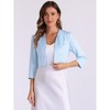 INSPIRE CHIC Women's Satin Elegant 3/4 Sleeve Open Front Cropped Bolero Shrug Cardigan - 4 of 4