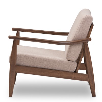 Venza Light Brown Faux Leather Walnut Lounge Chair