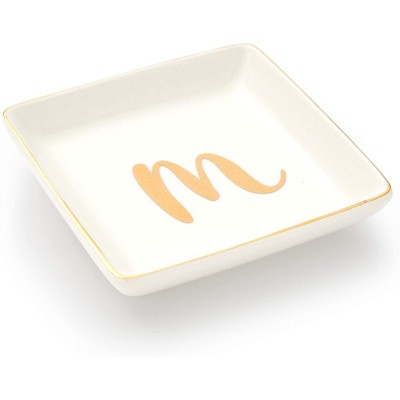 Juvale Personalized Letter M Ceramic Trinket Tray For Women And Men ...