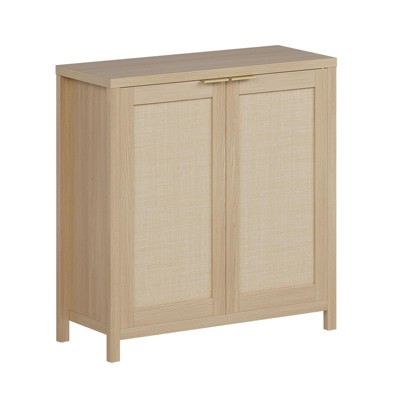 Farmhouse Kitchen Sideboard Buffet Storage Cabinet with Rattan Decorated Doors, Cupboard Console Table Wood Buffet Cabinet with Adjustable Shelves