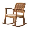 Acacia Wood Patio Outdoor Rocking Chair with cushions for Garden, Lawn, Backyard, Pool - 2 of 4