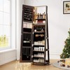 Fredees 360° Rotating Jewelry Cabinet with Lights, 63" Lockable Mirror Armoire Organizer Stand with Storage - 4 of 4