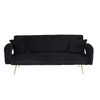 74.01" Corduroy 3-Seater Sofa Bed with 2 Pillows, Metal Feet & Cup Holders - 3 of 4