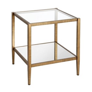 Metal Hollywood Glam Side Table with Mirrored Shelf in Gold - Henn&Hart
 - 1 of 4