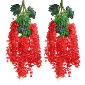 Unique Bargains Fake Wisteria Hanging Flower Artificial Flowers for Home Party Decoration - 1 of 4