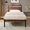ALEXOUN Bed Frame Industrial Metal Platform Bed,with2-Tier Storage Headboard and Footboard & Under Bed Storage,No Box Spring Needed,Brown - 2 of 4