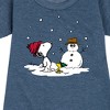 Girls' - Peanuts - Snoopy Woodstock Snowman Graphic Short Sleeve Fleece Dress - 2 of 4
